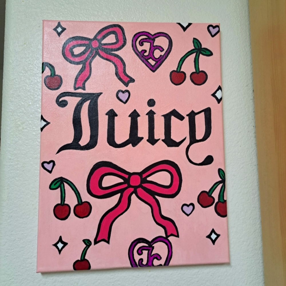 Juicy Couture Cherry & Bows Painting (Handmade)